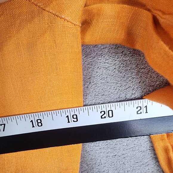 Womens Orange Lauren Ralph Lauren 100% Linen Blouse Top 3/4 Sleeves button up XS - Picture 8 of 10